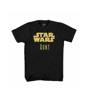 Star Wars Aunt Medium T-Shirt Women's Black Short Sleeve Graphic Tee NWT
